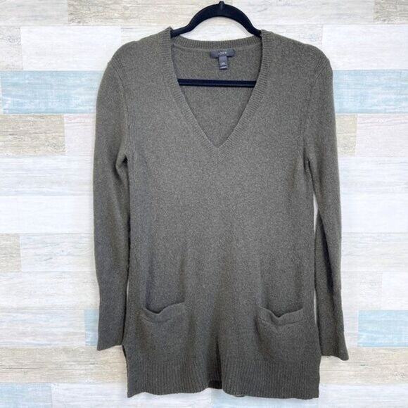 J CREW V-neck Front Pocket Tunic Sweater in Supersoft Yarn Womens XXS - Picture 1 of 6